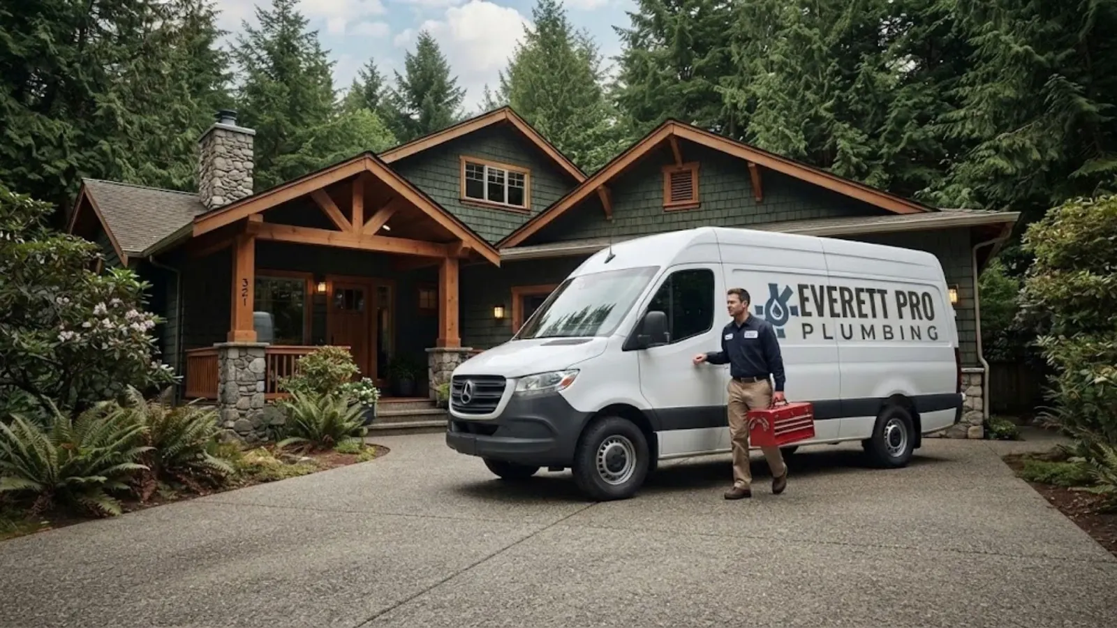 Plumbing service van in Everett, WA
